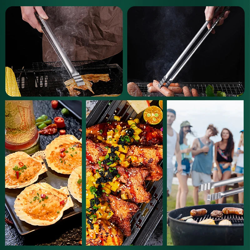 45cm Stainless Steel BBQ Tongs Extra Long Grilling Tongs for Outdoor Cooking
