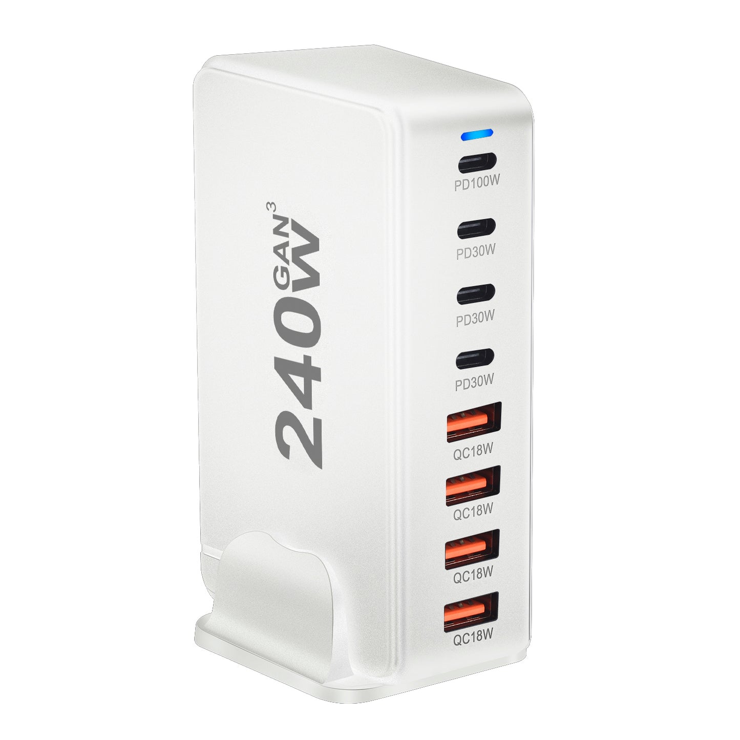 240W GaN Desktop Charger with 8 USB-C Ports, Supports PD 3.0 Fast Charging