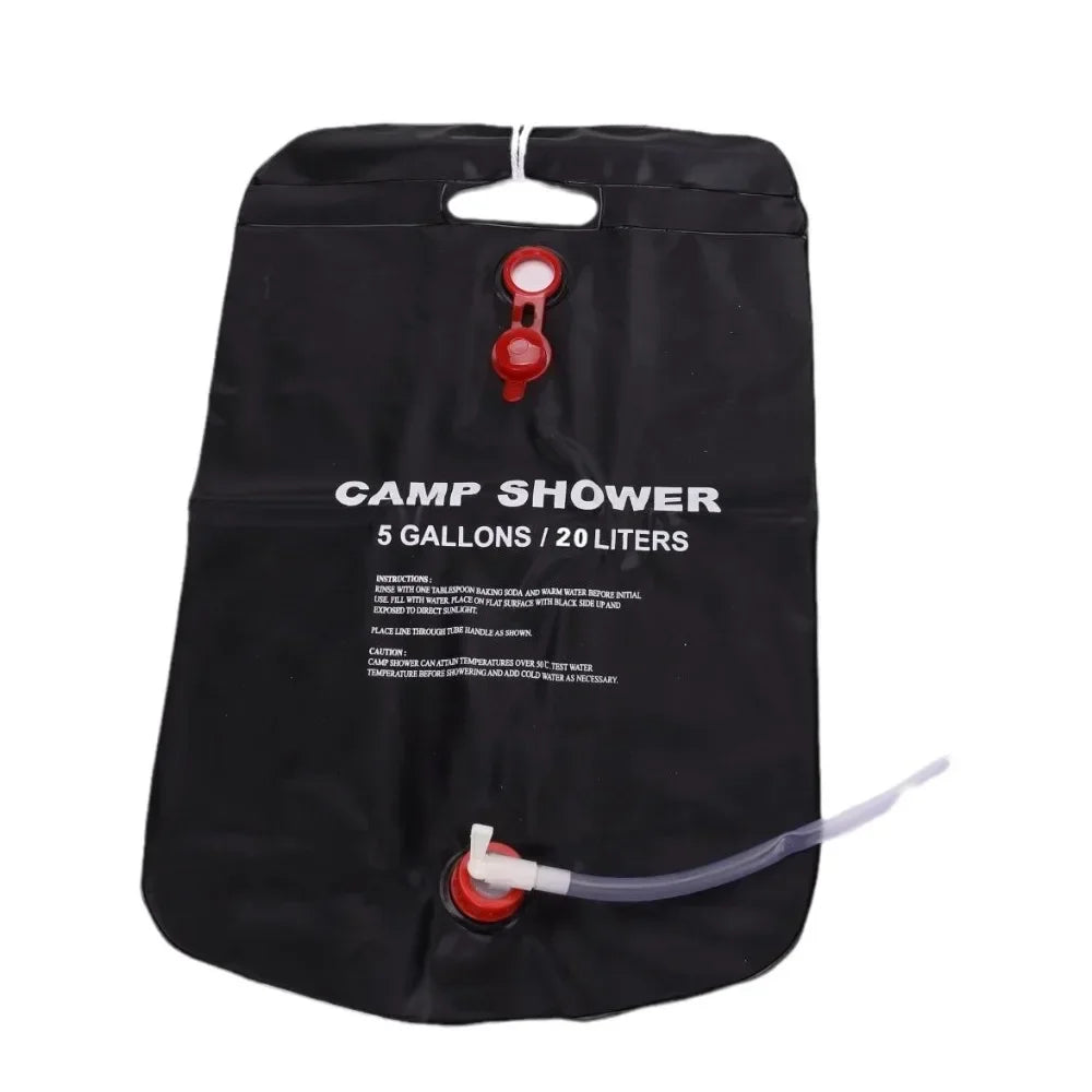 20L Solar Shower Bag Portable Camping Outdoor Heated Water Bath Black PVC