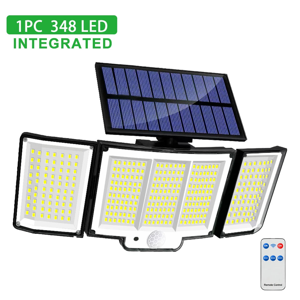 Solar Motion Sensor Light with 328/348 LEDs, IP65 Waterproof, 3 Modes for Garden & Wall