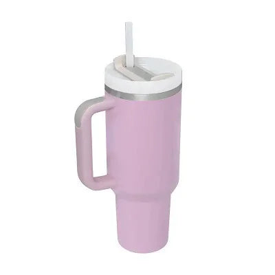 1.2L Insulated Tumbler with Handle & Straw - Stainless Steel Travel Mug