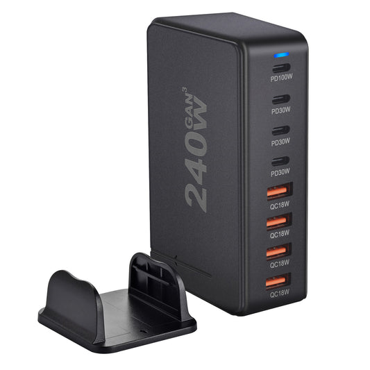 240W GaN Desktop Charger with 8 USB-C Ports, Supports PD 3.0 Fast Charging