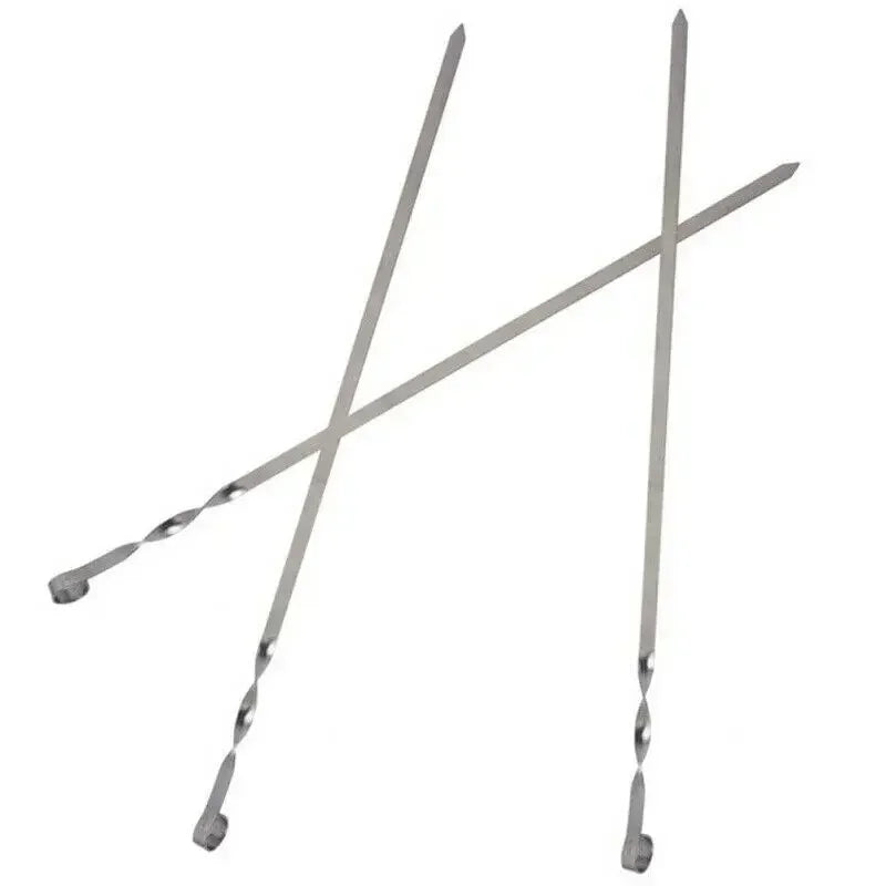 BBQ Skewers Stainless Steel 38cm Flat Kebab Sticks Set of 10 Barbecue