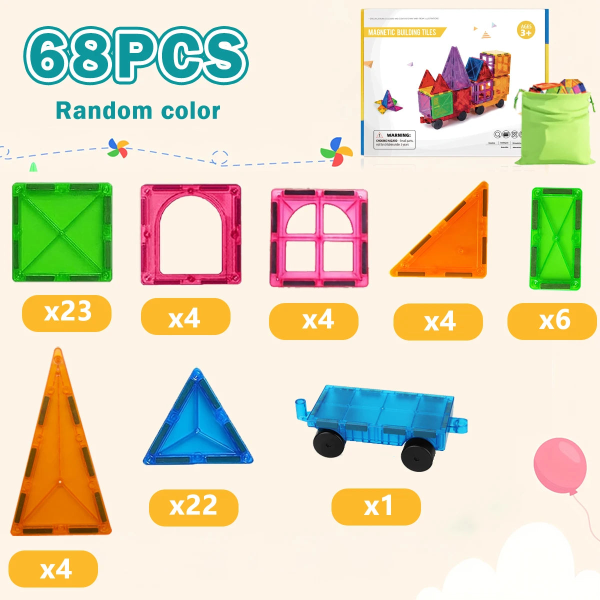 Magnetic Building Blocks Set Creative Architect Toy Kids Gift 3+