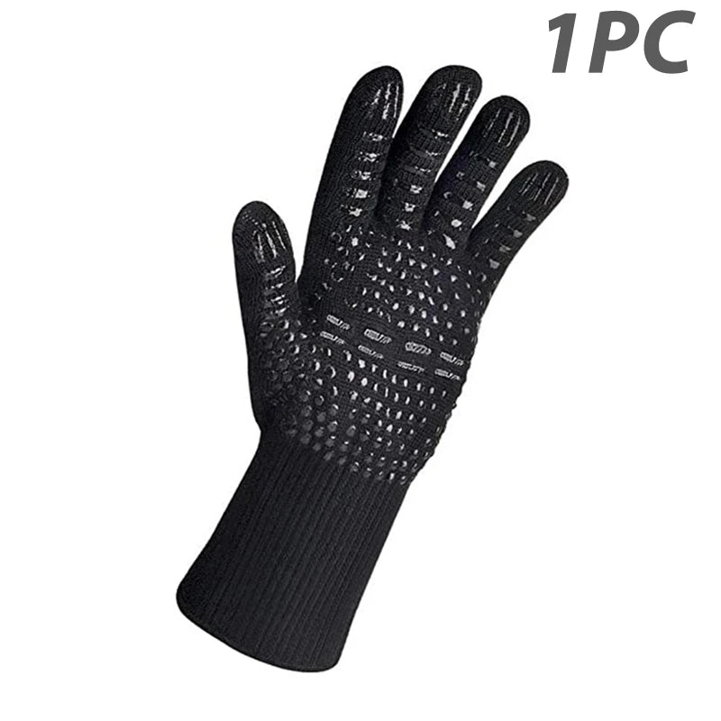Heat Resistant BBQ Gloves Silicone Oven Mitts 800°C Fireproof Cooking