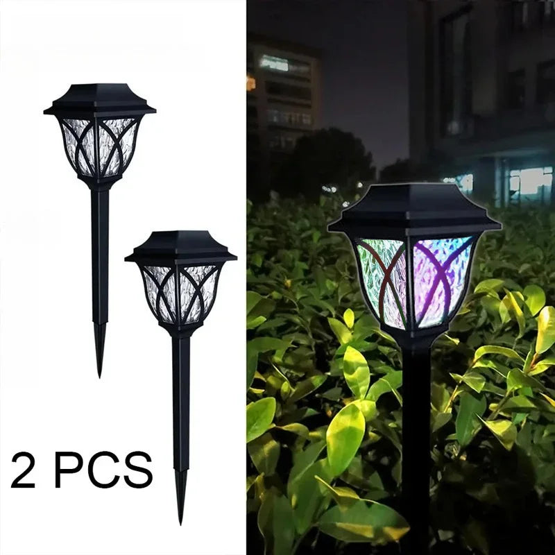 Solar Garden Lights Outdoor Waterproof LED Pathway Lawn Lamp 2 Pack