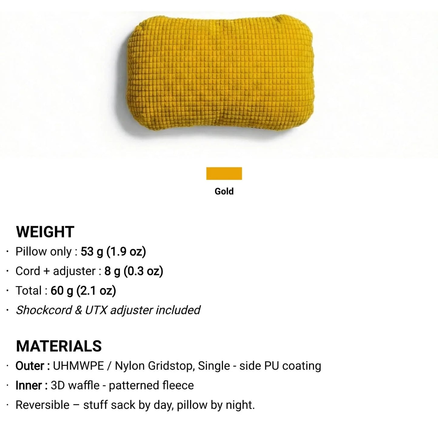 Ultralight Stuff Sack Pillow 60g UHMWPE Camping Hiking Storage Organiser