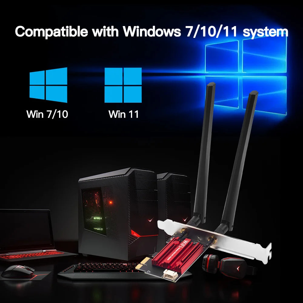 WiFi 5 PCI-E Wireless Adapter AC1200 Dual Band Bluetooth 4.0 Desktop Card