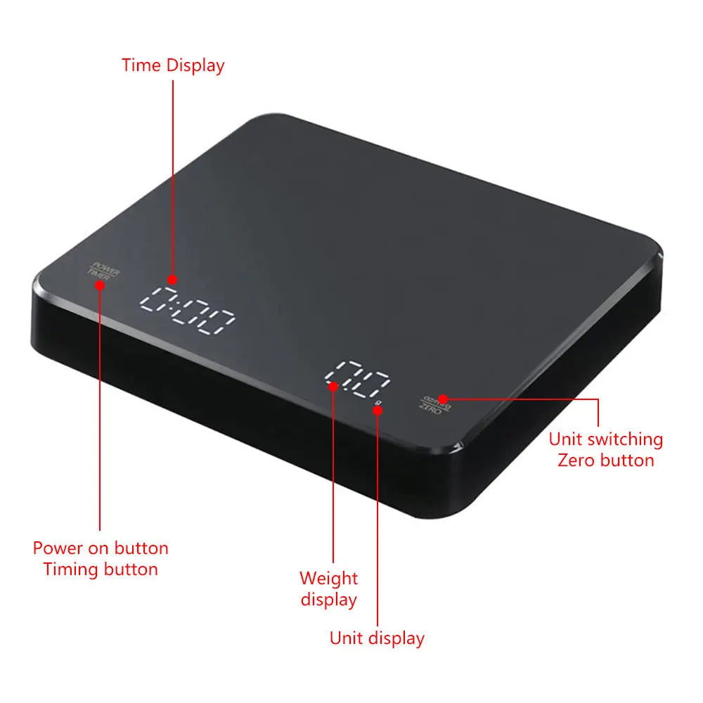 Coffee Scale with Timer 3kg Digital Kitchen Scale 0.1g Precision USB