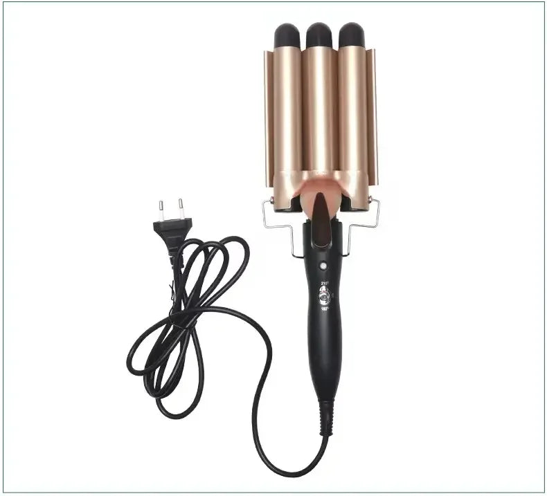 Triple Barrel Hair Waver Ceramic Curling Iron 170-220°C Adjustable Heat