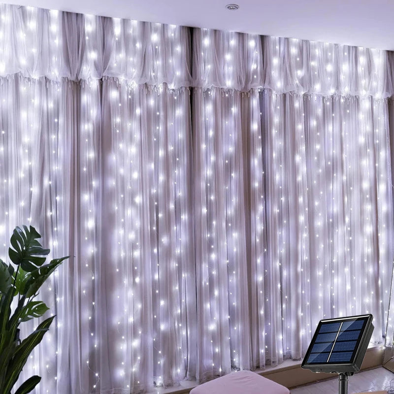 3x1m LED Curtain Lights – 100/200/300 LED, 8 Modes, Warm/White/Multicolor