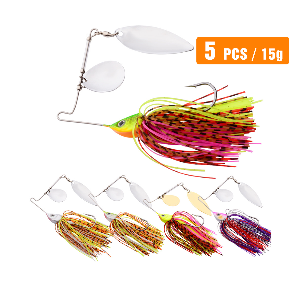 5x Metal Spinning Fishing Lures buzzbait Spinner Tackle Bait Casting DW374
