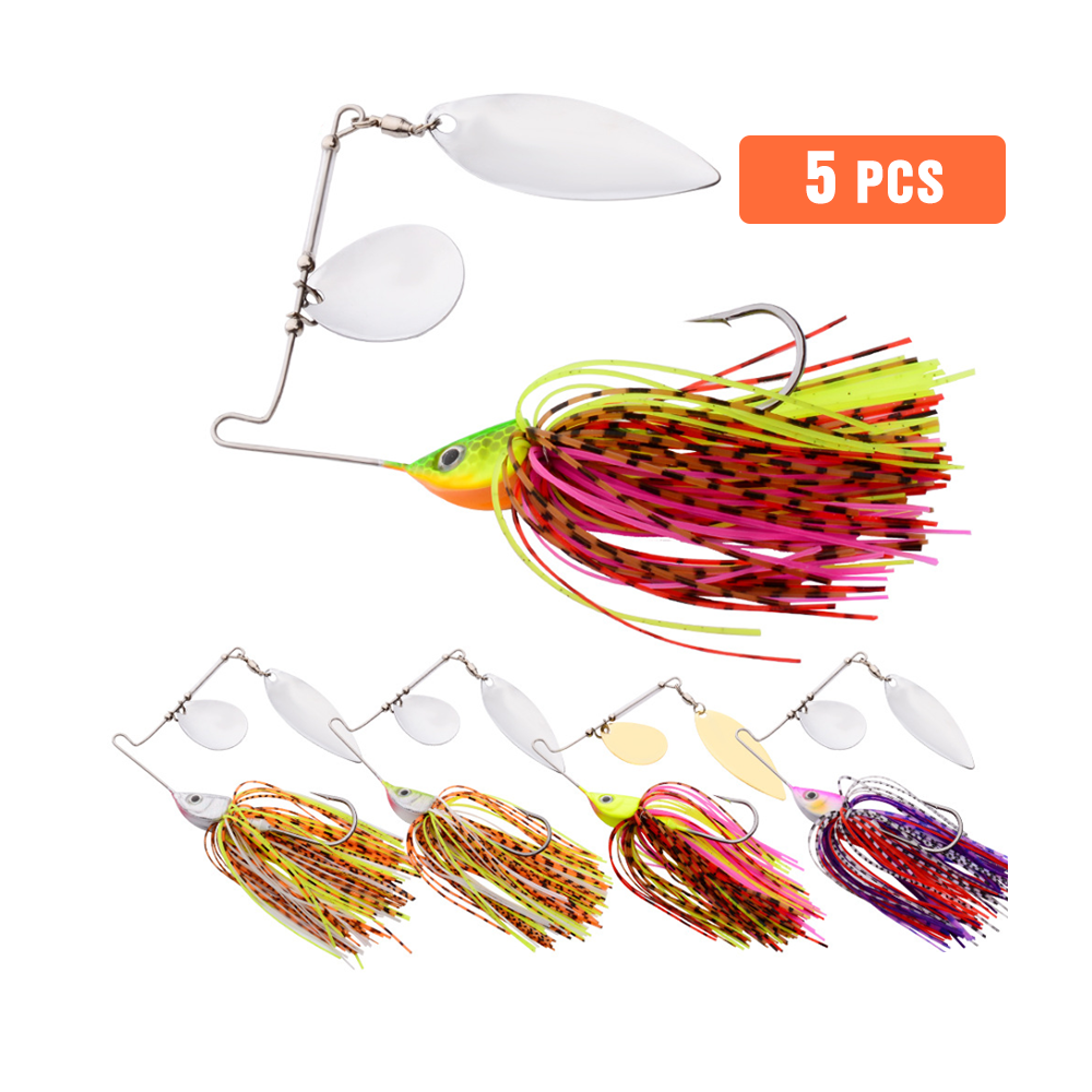 5x Metal Spinning Fishing Lures buzzbait Spinner Tackle Bait Casting DW374