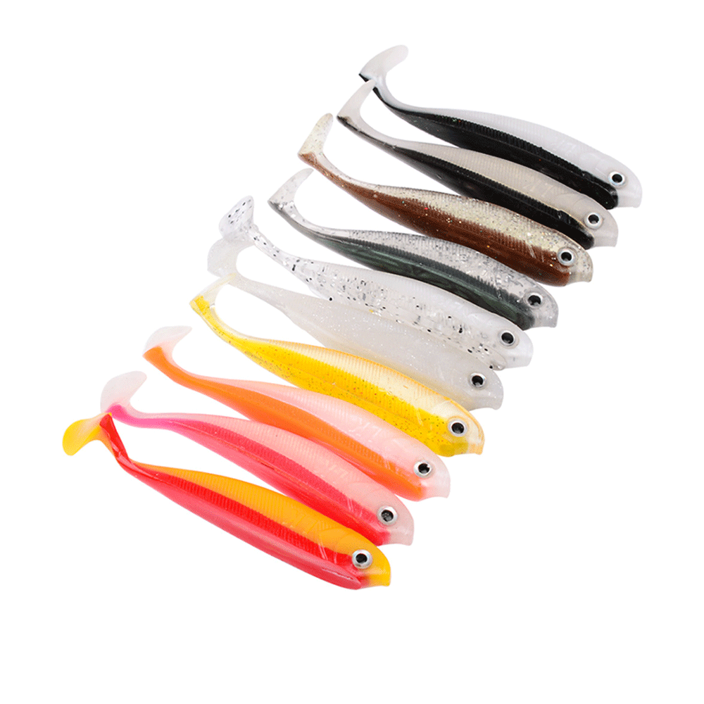 10x 软塑料小鱼 9 厘米 软饵 桨尾 鲱鱼幼虫 T 尾