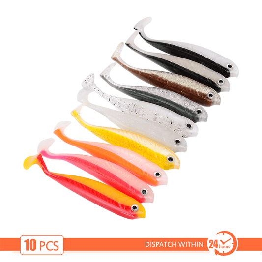 10x 软塑料小鱼 9 厘米 软饵 桨尾 鲱鱼幼虫 T 尾