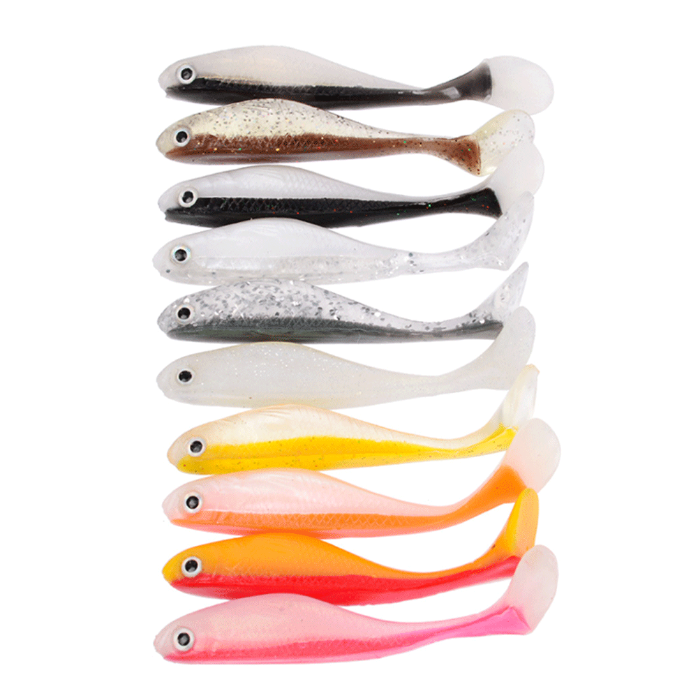 10x 软塑料小鱼 9 厘米 软饵 桨尾 鲱鱼幼虫 T 尾