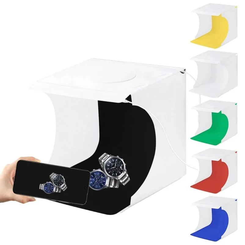Mini Photo Studio Box - Light Tent with 20 LEDs & 6 Backdrops for Photography