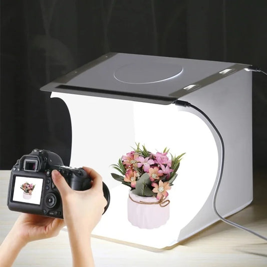 Mini Photo Studio Box - Light Tent with 20 LEDs & 6 Backdrops for Photography
