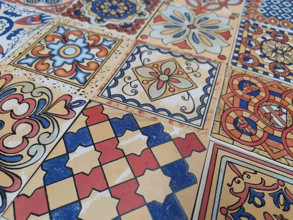 100pcs/box Retro Tiles Bathroom Kitchen Home Decor Wall Art Tiles
