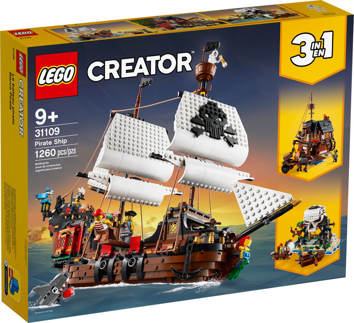 LEGO Creator 31109 Pirate Ship | 1,264 Pieces | 4 Minifigures | 3-in-1