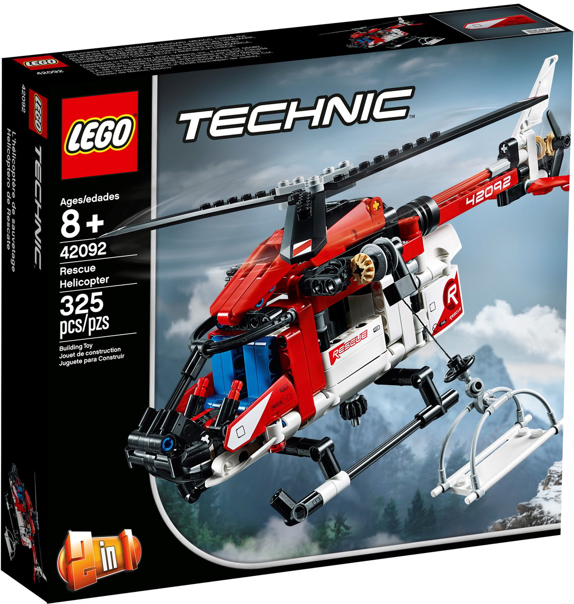 LEGO Technic 42092 Rescue Helicopter | 325 Pieces | Spinning Rotors | Winch