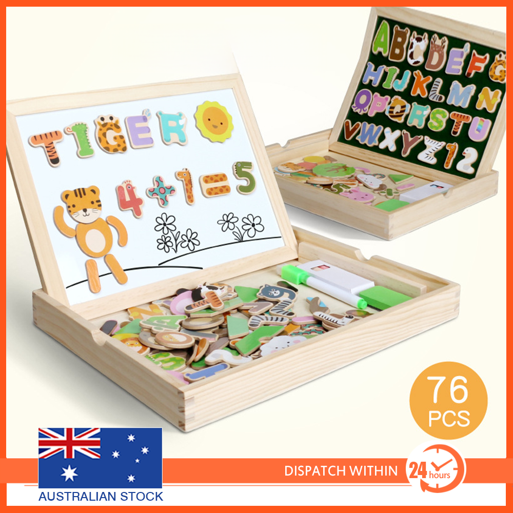 Wooden Magnet Whiteboard Multicolor Jigsaw Puzzle Kids Toy Games Number