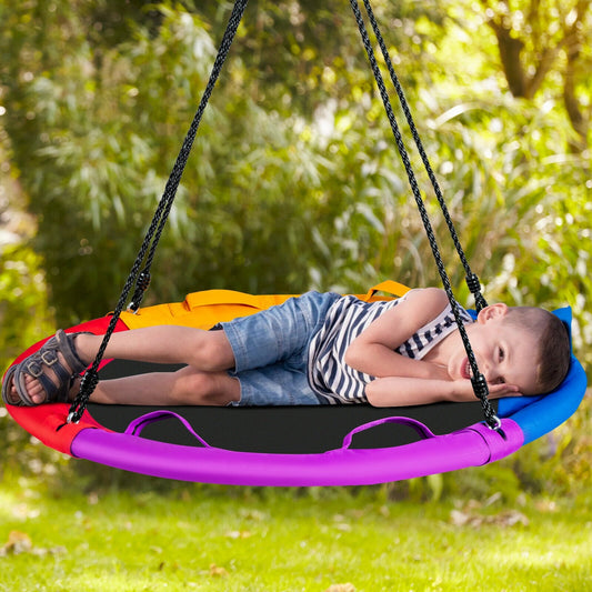 Round Nest Swing 100cm Tree Swing 150kg Capacity 4 Handles Outdoor Kids