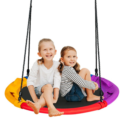 Round Nest Swing 100cm Tree Swing 150kg Capacity 4 Handles Outdoor Kids