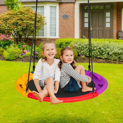 Round Nest Swing 100cm Tree Swing 150kg Capacity 4 Handles Outdoor Kids