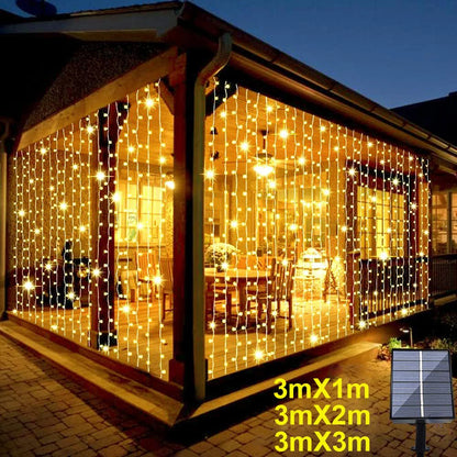 3x1m LED Curtain Lights – 100/200/300 LED, 8 Modes, Warm/White/Multicolor