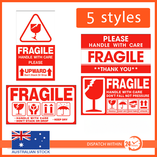 120X Fragile Sticker 90*50mm Handle Care Warning Label Stickers 5 Styles