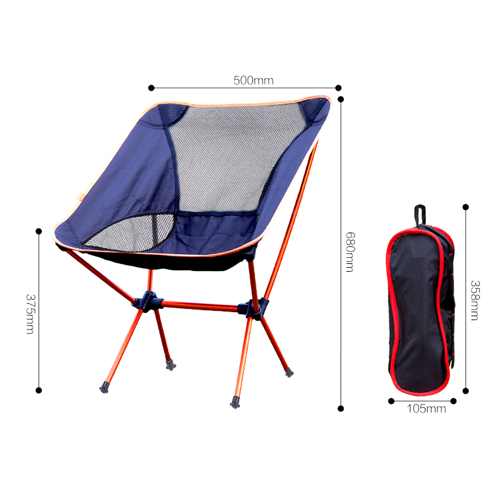 Orange Lightweight Folding Camping Chair Portable Outdoor Fishing Seat Ultra-...