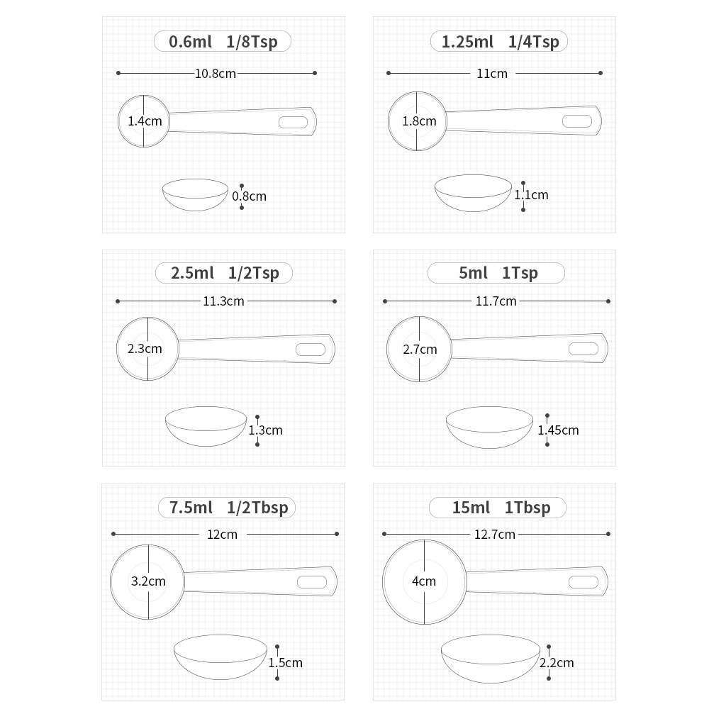 Measuring Spoon 6PCS/1Set Tea Scoop Teaspoon Baking Cooking Kitchen Spoons Tool