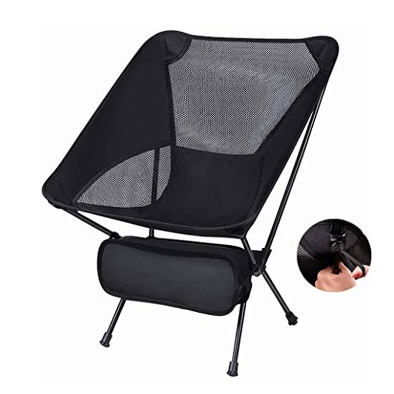 Black Lightweight Folding Camping Chair Portable Outdoor Fishing Seat Ultra-L...