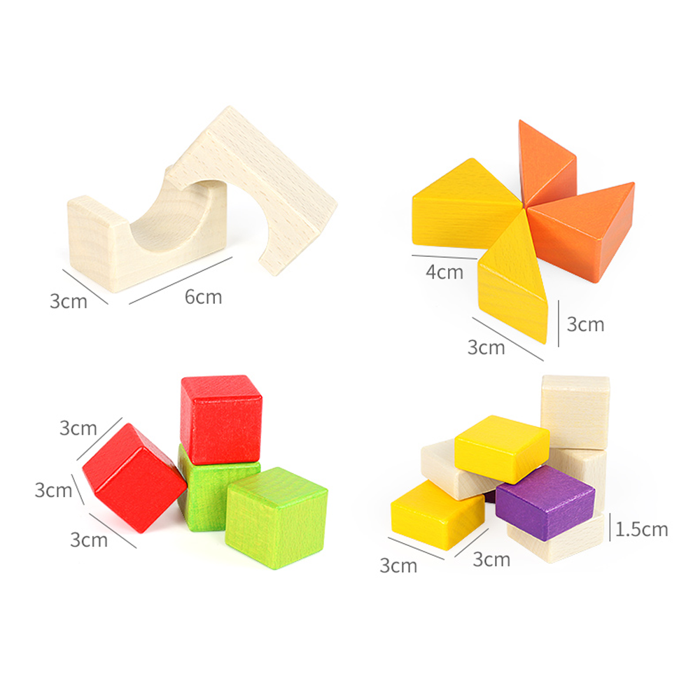 Wooden Blocks Building Block 30pcs Toy Wood Set Kids Motor Skill Round 3yr+