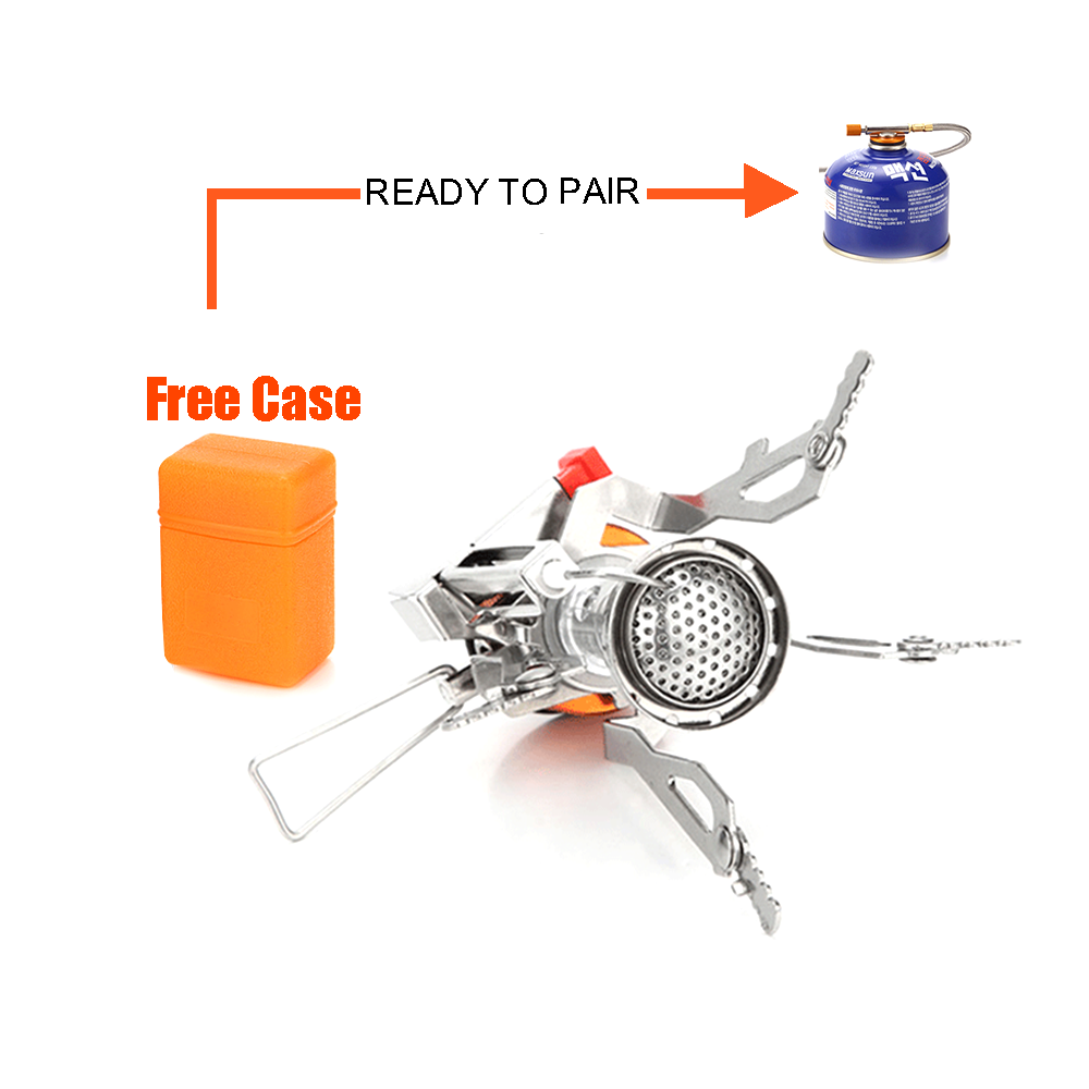 Outdoor Picnic Gas Burner Portable Backpacking Camping Hiking Mini Stove Silver