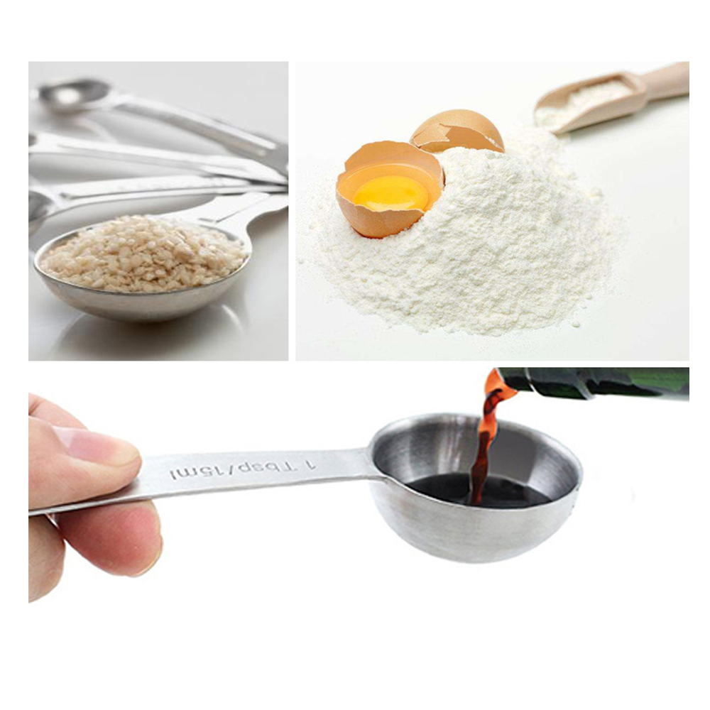 6 in 1 Stainless Steel Measuring Spoons for Kitchen Dry and Liquid Ingredients