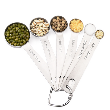 6 in 1 Stainless Steel Measuring Spoons for Kitchen Dry and Liquid Ingredients