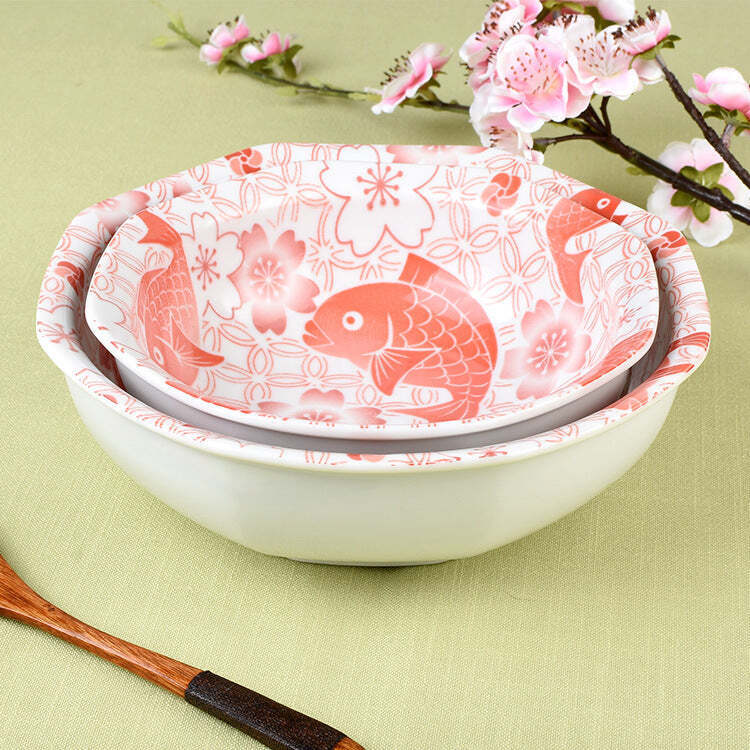 2 Piece Ceramic 19cm Snapper Print Dinner Bowl Set Dining Home Dinnerware Japan