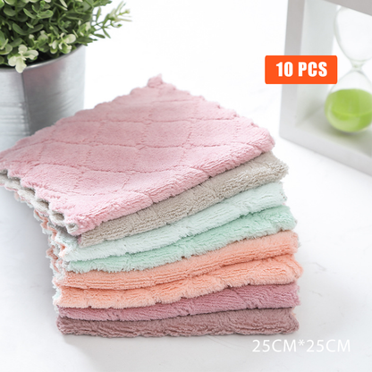 10PCS 25*25cm Kitchen Bar Mop Tea Towels Double-sided Different Colour