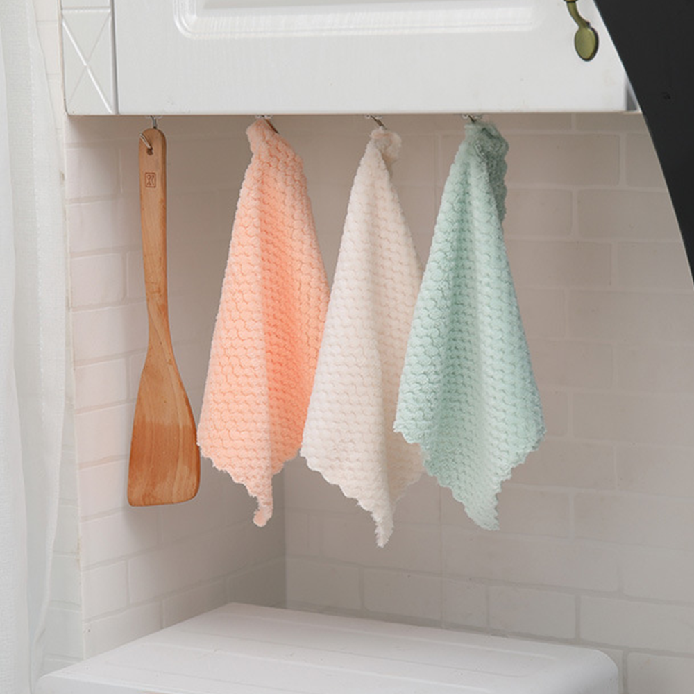 10PCS 25*25cm Kitchen Bar Mop Tea Towels Double-sided Same Colour