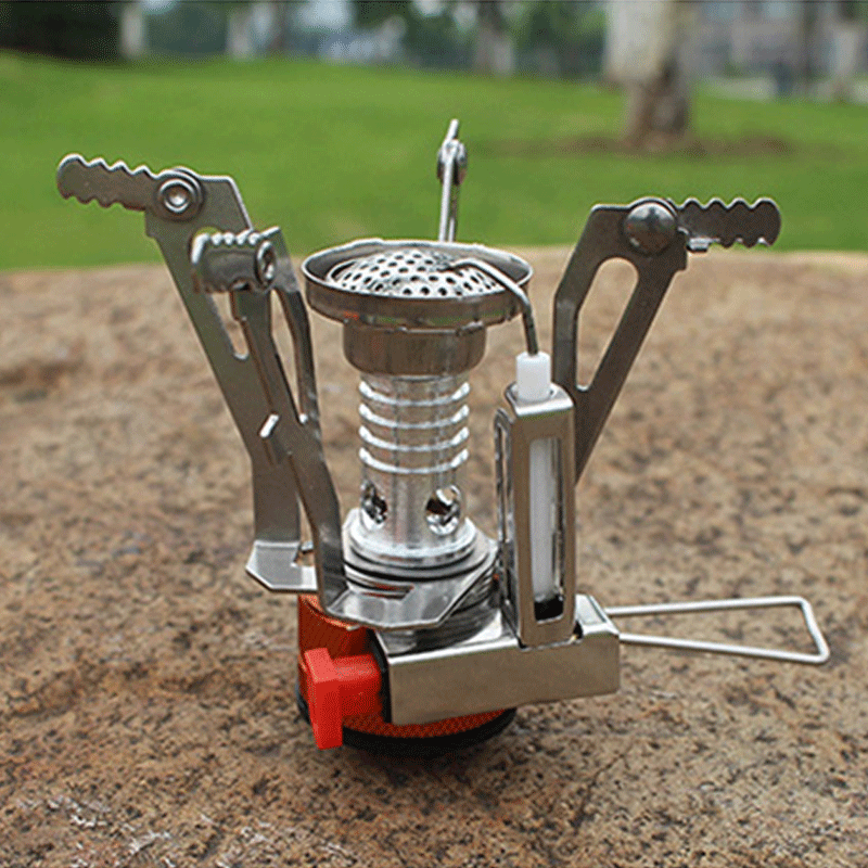 Outdoor Picnic Gas Burner Portable Backpacking Camping Hiking Mini Stove Silver