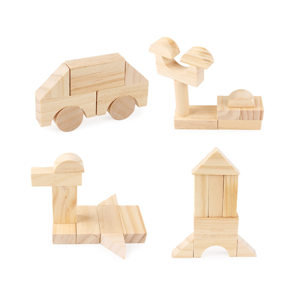 Wooden Blocks Building Block 162pcs Toy Wood Set Kids Motor Skill Round 3yr+