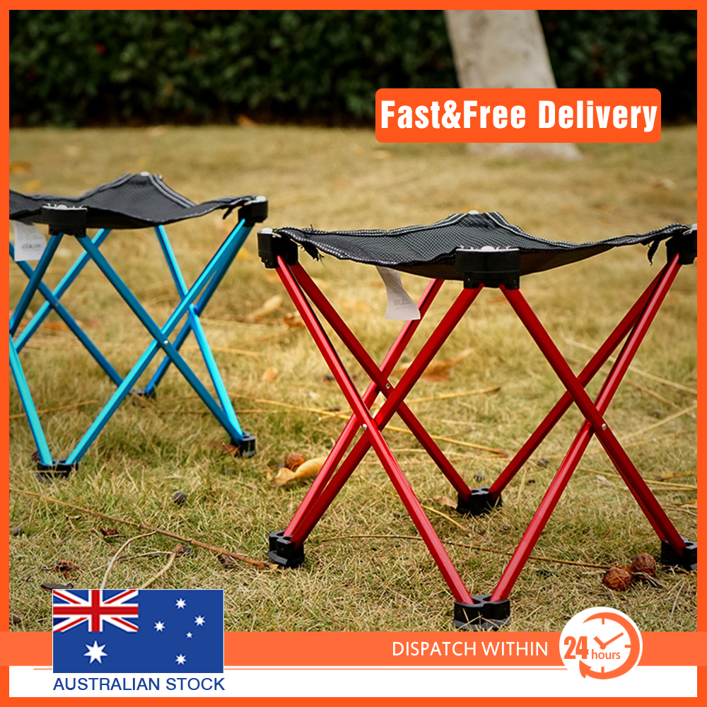 Red Outdoor Fishing Camping Foldable Aluminium Stool Portable Picnic Seat 80kg