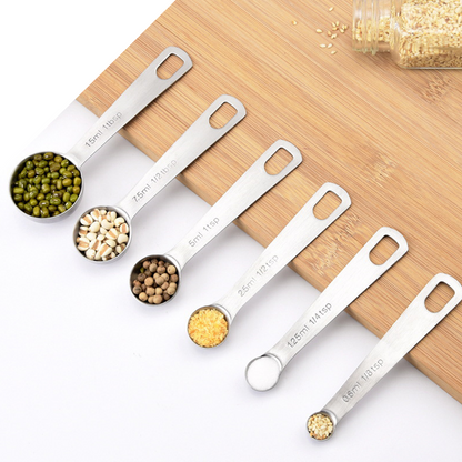 6 in 1 Stainless Steel Measuring Spoons for Kitchen Dry and Liquid Ingredients