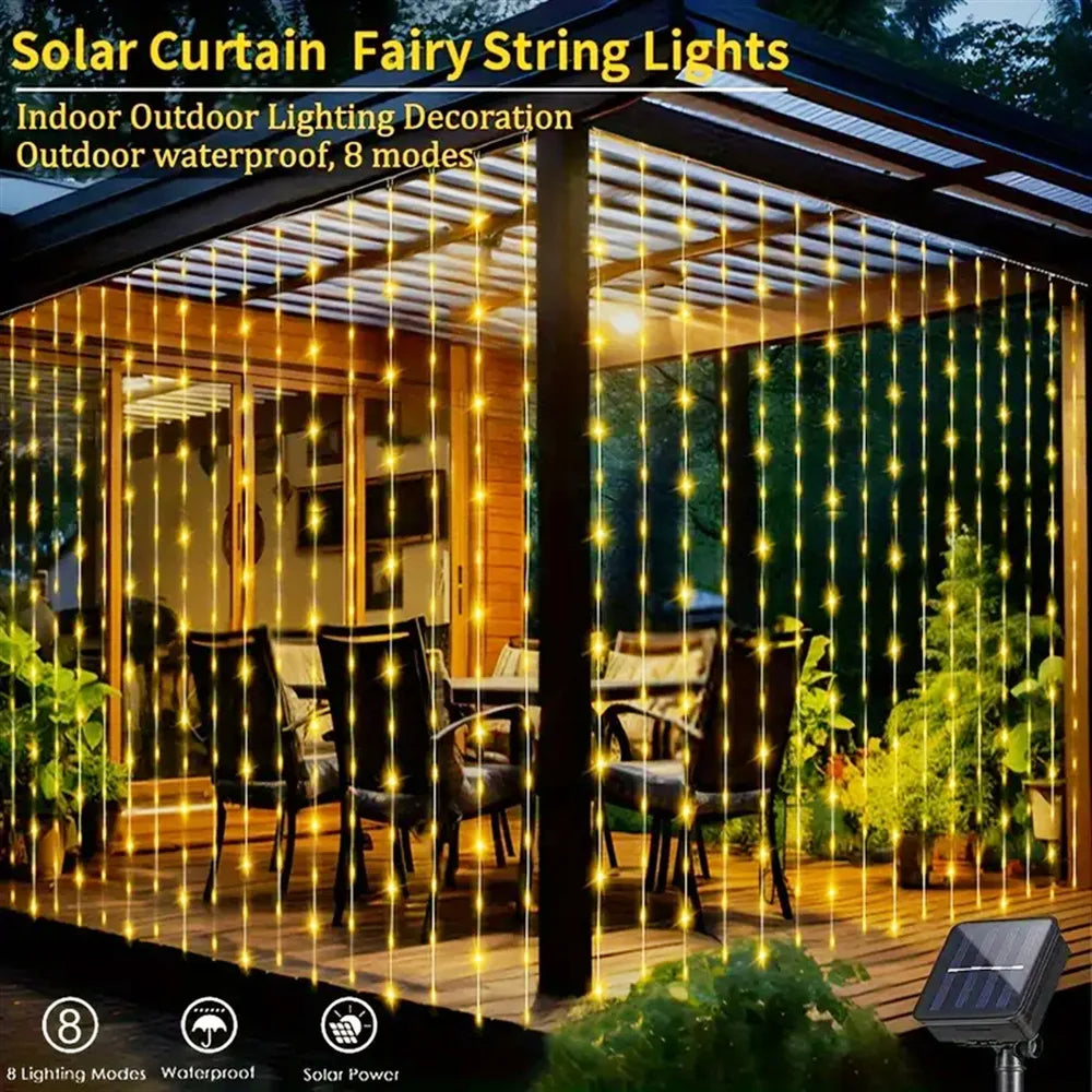 3x1m LED Curtain Lights – 100/200/300 LED, 8 Modes, Warm/White/Multicolor