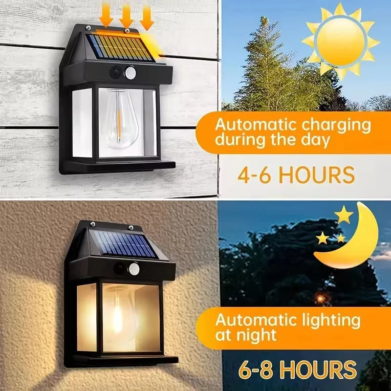 Solar Wall Light – 3 Modes Motion Sensor, Vintage Outdoor Light IP65