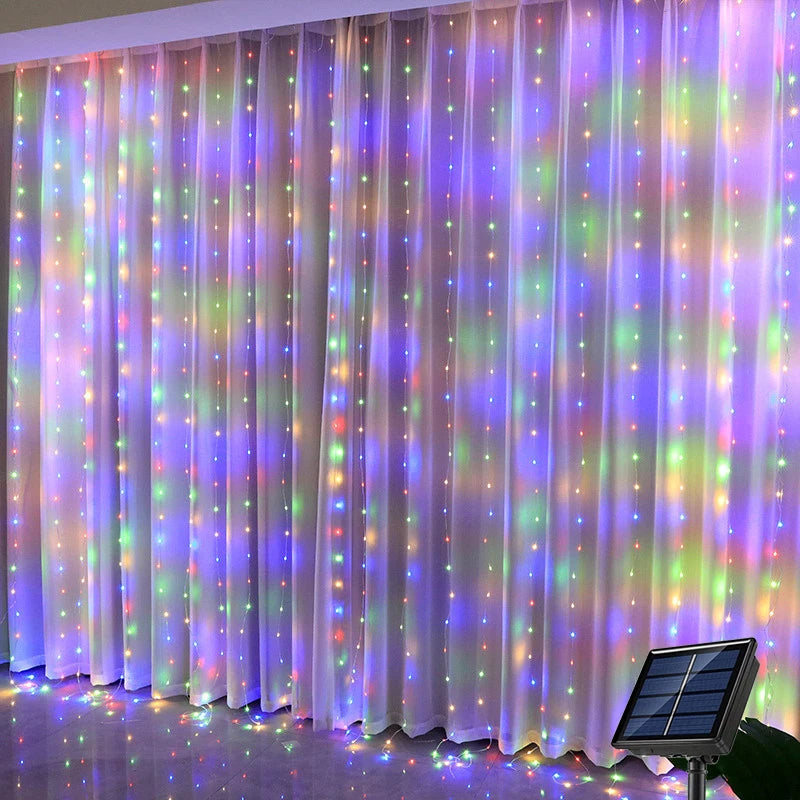 3x1m LED Curtain Lights – 100/200/300 LED, 8 Modes, Warm/White/Multicolor
