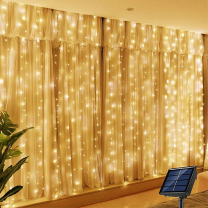 3x1m LED Curtain Lights – 100/200/300 LED, 8 Modes, Warm/White/Multicolor