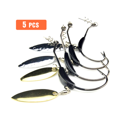 5pcs Metal Spinning Fishing Lure Hook Slice Spinner Tackle Bait Casting 7001